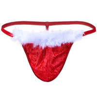 String homme de Noël rouge festif bordure fourrure blanche