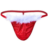 String homme de Noël rouge festif bordure fourrure blanche