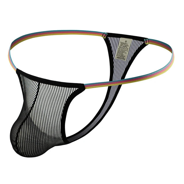 String homme coton maillé avec bande fine LGBT - Quentin – string-homme.fr