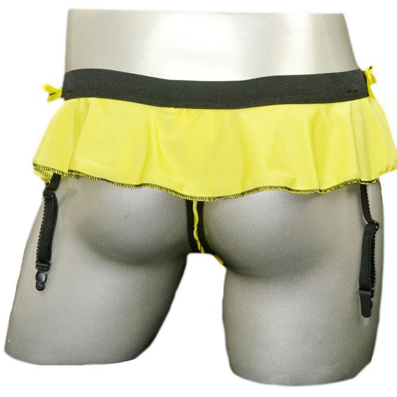 Porte-jarretelles Noir Avec Jupette Satinée Et String - MH7723BLK, Music Legs, Neuf Avec étiquettes