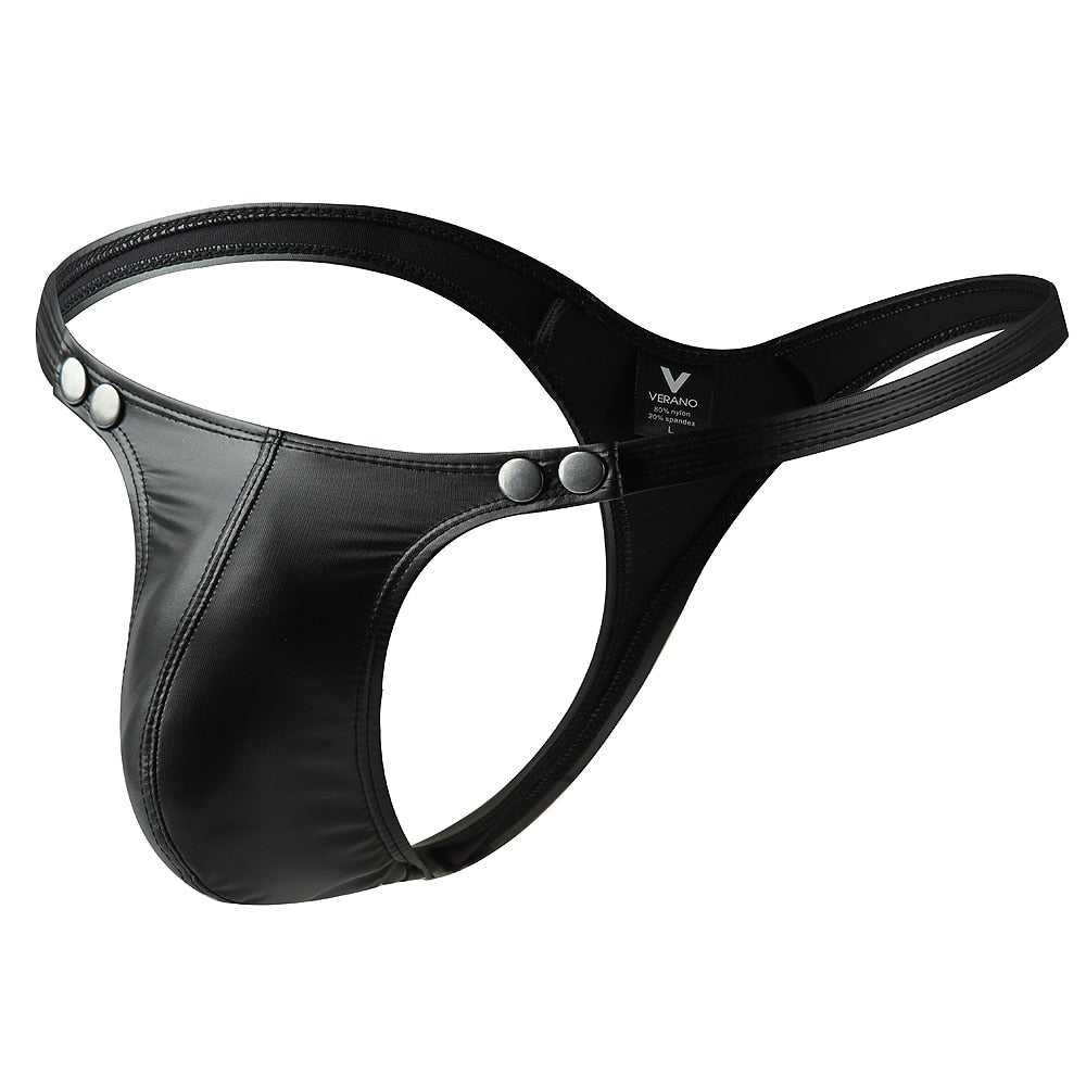 String homme effet cuir avec empiècements détachable stringhomme.fr